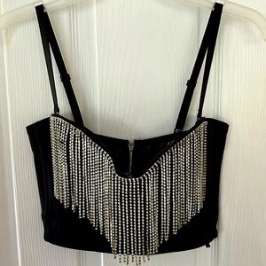 Say What NY black rhinestone bustier corset top